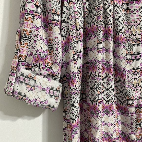 Anthropologie Maeve Islet Button Down Shirt Women's L Roll Tab Sleeve - Picture 12 of 12